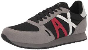 a|x armani exchange men’s retro trainer sneaker, shark + black, 12