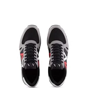 A|X ARMANI EXCHANGE Men's Retro Trainer Sneaker, Shark + Black, 12