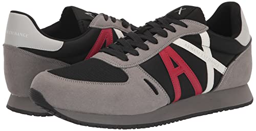 A|X ARMANI EXCHANGE Men's Retro Trainer Sneaker, Shark + Black, 12