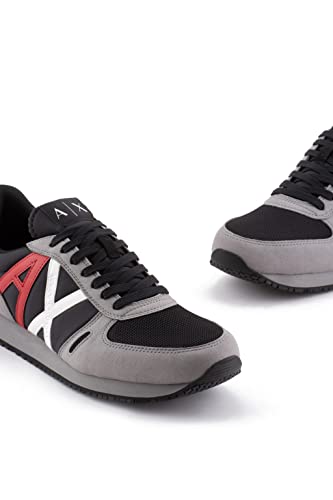 A|X ARMANI EXCHANGE Men's Retro Trainer Sneaker, Shark + Black, 12