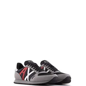 A|X ARMANI EXCHANGE Men's Retro Trainer Sneaker, Shark + Black, 12