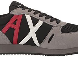 A|X ARMANI EXCHANGE Men's Retro Trainer Sneaker, Shark + Black, 12