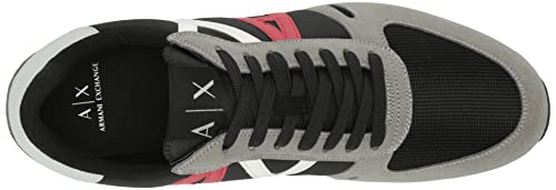 A|X ARMANI EXCHANGE Men's Retro Trainer Sneaker, Shark + Black, 12