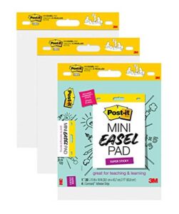 post-it self-stick mini easel pad, 15 in x 18 in, 20 sheets/pad, 3 pads, great for virtual teachers and students (577-3pk)