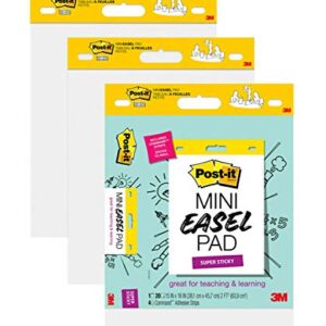 Post-it Self-Stick Mini Easel Pad, 15 in x 18 in, 20 Sheets/Pad, 3 Pads, Great for Virtual Teachers and Students (577-3PK)