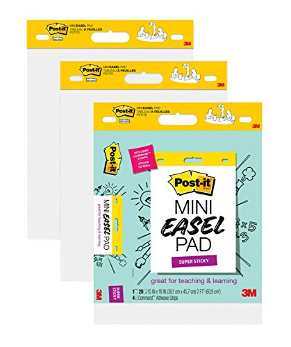 Post-it Self-Stick Mini Easel Pad, 15 in x 18 in, 20 Sheets/Pad, 3 Pads, Great for Virtual Teachers and Students (577-3PK)