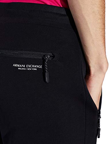 A|X ARMANI EXCHANGE mens Drawstring Jogger With Zip Pockets Casual Pants, Black, Large US