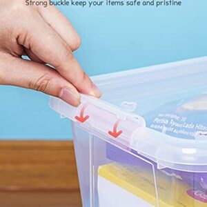 GAMENOTE Plastic Storage Bins with Lids - 5 Qt, 6 Pack Clear Small Stackable Cubby Storage Organizer Containers for Organizing (11.7 × 7.1 × 5.1 inches)