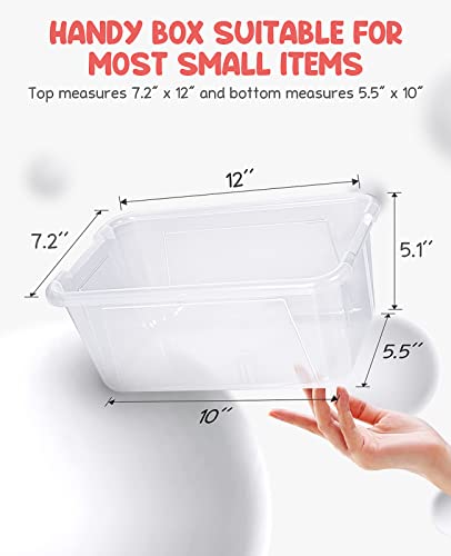 GAMENOTE Plastic Storage Bins with Lids - 5 Qt, 6 Pack Clear Small Stackable Cubby Storage Organizer Containers for Organizing (11.7 × 7.1 × 5.1 inches)