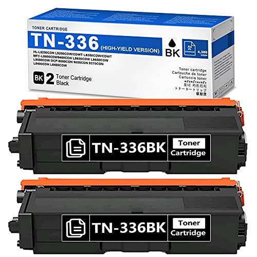 High Yield Cartridge TN-336 TN336 Toner Cartridge Replacement for Brother HL-L8250CDN L9200CDW/CDWT MFC-L8850CDW L8650CDW DCP-9050CDN 9055CDN 9270CDN L8400CDN L8450CDW Printer (2 Pack, Black)