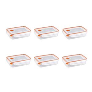 sterilite 03211106 ultra-seal 5.8 cup microwave-safe food storage container with steam release vent, clear/orange