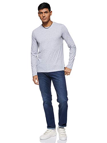 A|X Armani Exchange Men's Basic Long Sleeve Jersey Crew Neck Tee, Heather Grey, Large