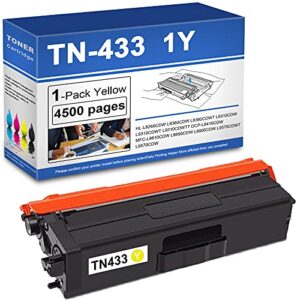 lkkj 1 pack tn-433y yellow toner cartridge compatible tn433y high yield toner cartridge replacement for brother hl-l8260cdw l8360cdw l8360cdwt mfc-l8900cdw printer toner.