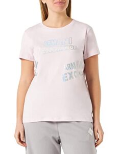 a|x armani exchange women’s crew neck password print reg fit shirt, illusion, x-small