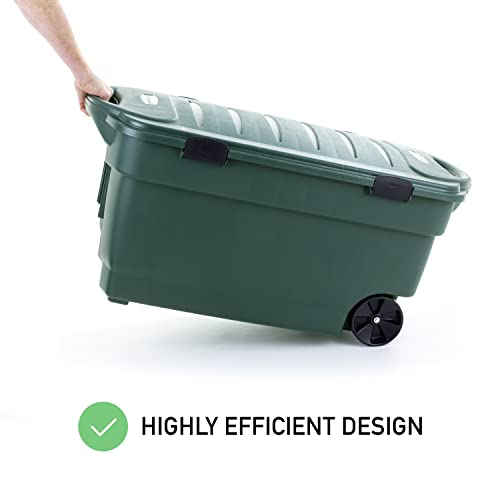 Rubbermaid ECOSense Wheeled Storage Totes, 40 Gal Pack of 2, Durable and Reusable Bins with Latching Lids for Garage or Home Organization, Made From Recycled Materials