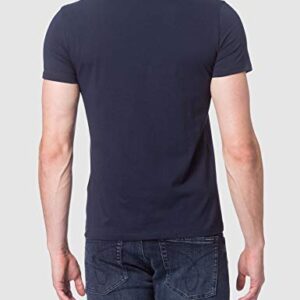 A|X ARMANI EXCHANGE Men's Double Logo Cotton Jersey V-Neck T-Shirt, Navy, Medium