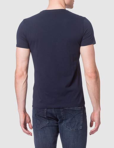 A|X ARMANI EXCHANGE Men's Double Logo Cotton Jersey V-Neck T-Shirt, Navy, Medium