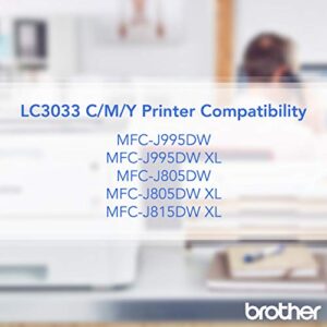 Brother Genuine LC30333PKS 3-Pack, Super High-yield Color INKvestment Tank Ink Cartridges; Includes 1 Cartridge each of Cyan, Magenta & Yellow, Page Yield Up to 1,500 Pages/Cartridge, LC3033