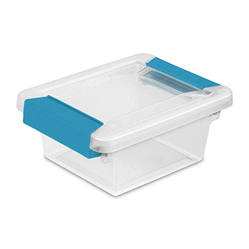 Sterilite Plastic Miniature Clip Storage Box Container with Latching Lid for Home, Office, Workspace, and Utility Space Organization, 18 Pack