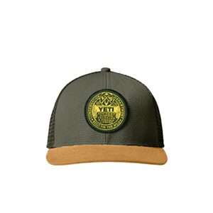 yeti trapping license trucker hat, highlands olive/gold