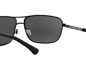 Emporio Armani Men's EA2033 Rectangular Sunglasses, Rubber Black/Grey, 64 mm