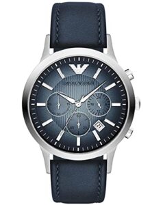 emporio armani classic chronograph blue dial leather strap mens watch ar2473