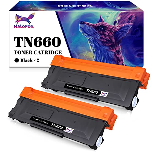 HaloFox Compatible Toner Cartridge for Brother TN660 TN-660 TN-630 TN630 for Brother MFC-L2700DW HL-L2300D HL-L2360DW HL-L2320D HL-L2340DW HL-L2380DW DCP-L2540DW MFC-L2740DW Printer (Black, 2-Pack)