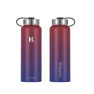 H2 Hydrology Water Bottle - 18 oz, 22 oz, 32 oz, 40 oz, or 64 oz with 3 LIDS Double Wall Vacuum Insulated Stainless Steel Wide Mouth Sports Hot & Cold Thermos (40 oz, Man of Steel)