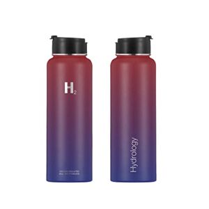 H2 Hydrology Water Bottle - 18 oz, 22 oz, 32 oz, 40 oz, or 64 oz with 3 LIDS Double Wall Vacuum Insulated Stainless Steel Wide Mouth Sports Hot & Cold Thermos (40 oz, Man of Steel)