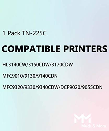 MM MUCH & MORE Compatible Toner Cartridge Replacement for Brother TN225 TN-225C TN-225 TN221 use with HL-L3140CW HL-L3150CDW HL-3170CDW MFC-9130CW MFC-9140CDN MFC-9330CDW MFC-9340CDW Printers (Cyan)