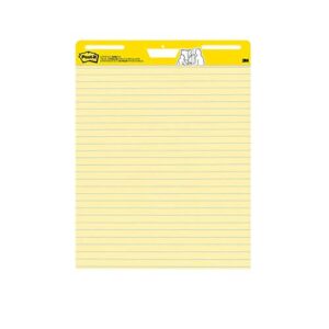 post-it super sticky easel pad, 25 x 30 inches, 30 sheets/pad, 1 pad (561ss), yellow lined premium self stick flip chart paper, super sticking power