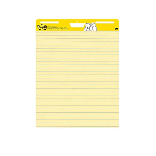 Post-it Super Sticky Easel Pad, 25 x 30 Inches, 30 Sheets/Pad, 1 Pad (561SS), Yellow Lined Premium Self Stick Flip Chart Paper, Super Sticking Power