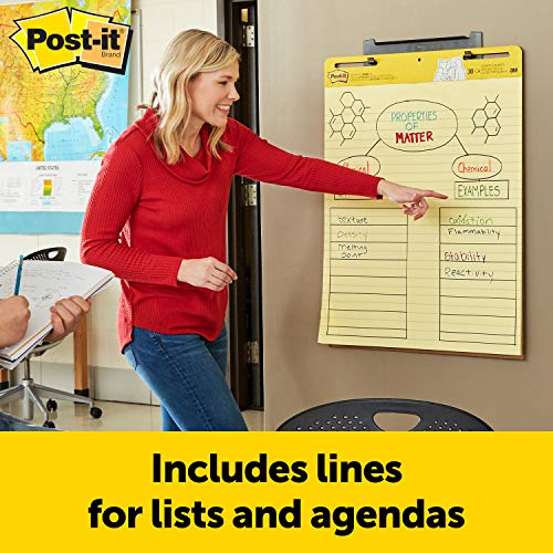Post-it Super Sticky Easel Pad, 25 x 30 Inches, 30 Sheets/Pad, 1 Pad (561SS), Yellow Lined Premium Self Stick Flip Chart Paper, Super Sticking Power