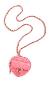 chanel women’s pre-loved in love heart coin purse with chain strap, pink, one size