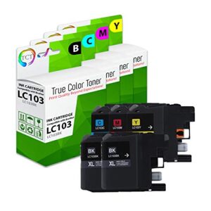 tct compatible ink cartridge replacement for brother lc103 lc103bk lc103c lc103m lc103y works with brother mfc-j470dw j475dw j6920dw j285dw printers (black, cyan, magenta, yellow) – 5 pack