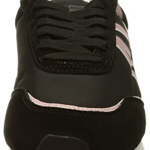 A|X Armani Exchange Women's Contrasting Lettering Logo Lace Up Sneaker with Suede Detailing, Black+Rose, 6