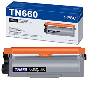 tn-660 toner cartridge, mfc-l2740dw mfc-l2700dw toner, alumuink replacement for brother tn660 tn-660 tn 660 for hl-l2300d dcp-l2520dw hl-l2360dw dcp-l2520dw hl-2320d printer (1pack, high yield)