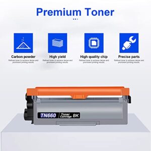 TN-660 Toner Cartridge, MFC-L2740DW MFC-L2700DW Toner, ALUMUINK Replacement for Brother TN660 TN-660 TN 660 for HL-L2300D DCP-L2520DW HL-L2360DW DCP-L2520DW HL-2320D Printer (1Pack, High Yield)