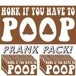 honk if you have to poop prank bumper sticker 10 pack by witty yeti. play a funny practical joke on your friends with the number 2 most offensive window decal. hilarious driving gag gift & car novelty