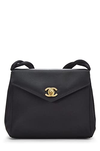 CHANEL, Pre-Loved Black Satin Envelope Flap Mini, Black