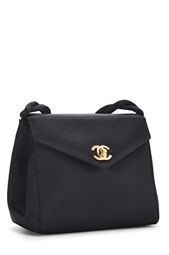 CHANEL, Pre-Loved Black Satin Envelope Flap Mini, Black