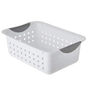 sterilite 16228012 small ultra basket, white with titanium inserts. pack of 2