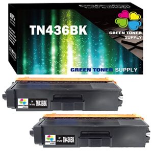 green toner supply 2-pack compatible toner cartridge replacement for brother tn436bk tn436 (black only, set of 2) used for hl-l8360cdw mfc-l8900cdw mfc-l8610cdw printer