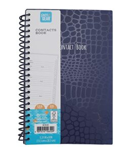 pen+gear contact book, etched poly cover, dark navy color, 128 pages, 5.31 in x 8 in