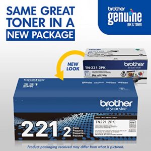 Brother Genuine Standard-Yield Black Toner Cartridge Twin Pack TN221 2PK