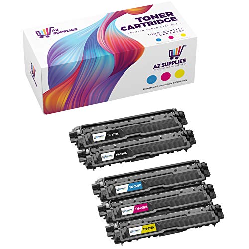 AZ Supplies Compatible Toner Cartridges Set Replacement for BROTHER TN221BK TN225C TN225M TN225Y DCP-9020CDN HL-3140CW-3150CDN-3170-3180CDW MFC-9130CW-9330-9340CDW (5 PK - 2xBlack Cyan Magenta Yellow)