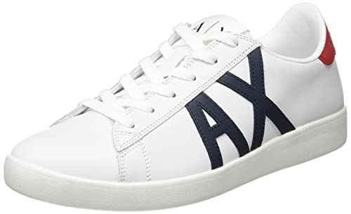 A|X ARMANI EXCHANGE Men's Classics Sneaker, Opt White + Navy + R, 6