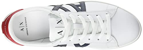 A|X ARMANI EXCHANGE Men's Classics Sneaker, Opt White + Navy + R, 6