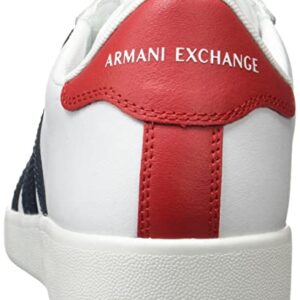 A|X ARMANI EXCHANGE Men's Classics Sneaker, Opt White + Navy + R, 6