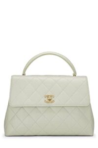 chanel, pre-loved green quilted lambskin kelly small, green